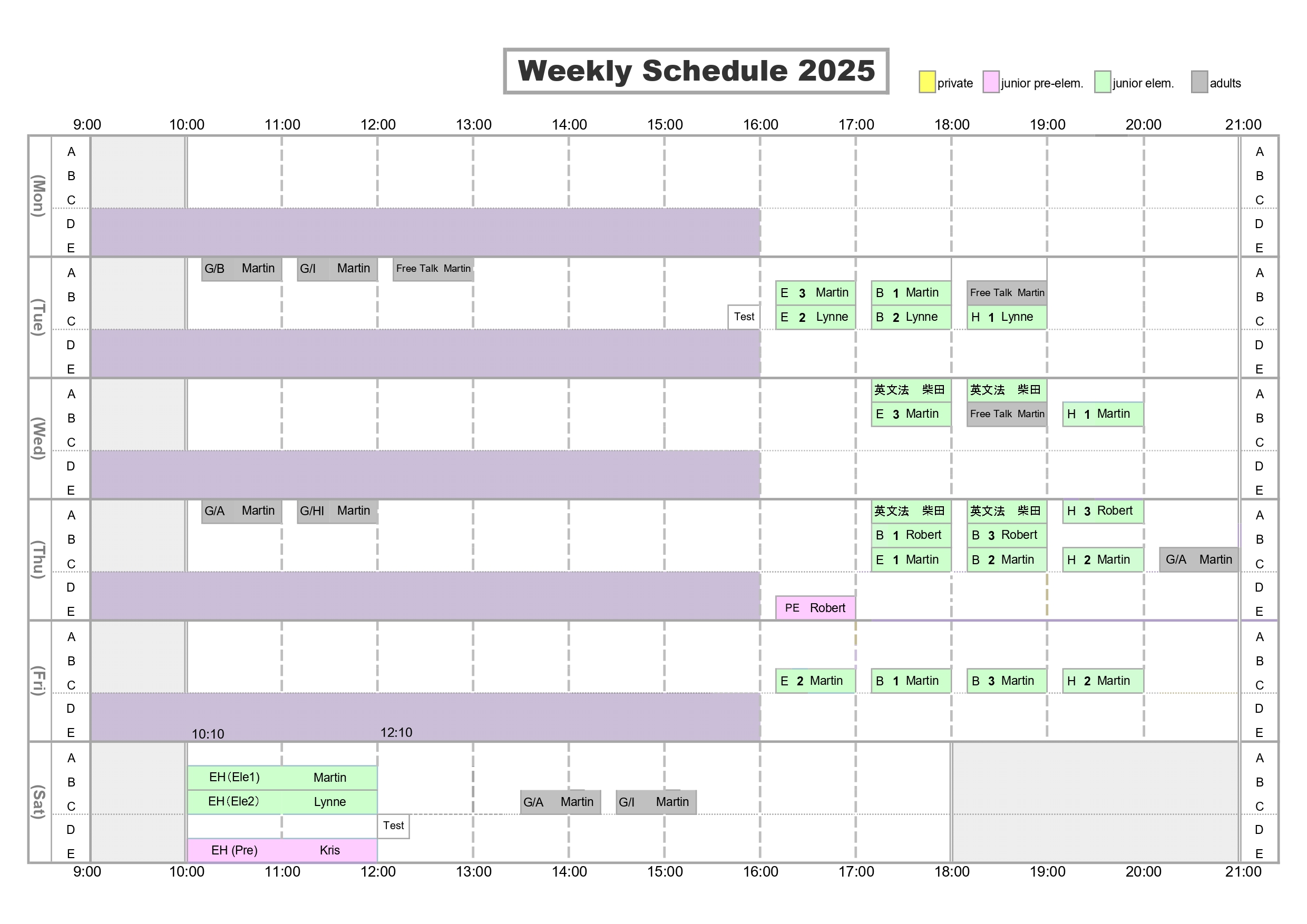 weekly schedule2025
